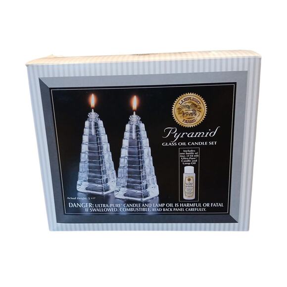 Lamplight Farms Glass Oil Candle Set The Original Oil Lamp Peaceful Tranquil NOB - Picture 1 of 5